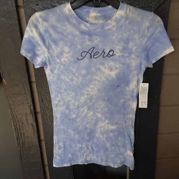 NWT Aeropostale Classic Crew XS Sky Blue and Cloud T-Shirt - Picture 1 of 4